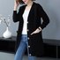 Unifarben Strickjacke Taschen Herbst Winter
