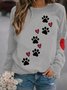 Rundhals Hund Lässig Sweatshirt mit Print Herbst