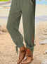 Lässig Schnalle Weit Unifarben Hose