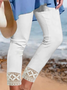 Lässig Unifarben Spitze Leggings