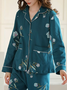 Schalkragen Weit Baumwolle Normale Ärmel Elegant Pyjama Set