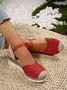 Farbblock Ausgehöhlt Espadrille Knöchel Gurt Keil Schuhe