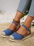 Farbblock Ausgehöhlt Espadrille Knöchel Gurt Keil Schuhe