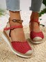 Farbblock Ausgehöhlt Espadrille Knöchel Gurt Keil Schuhe