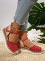Farbblock Ausgehöhlt Espadrille Knöchel Gurt Keil Schuhe