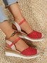 Farbblock Ausgehöhlt Espadrille Knöchel Gurt Keil Schuhe