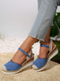 Farbblock Ausgehöhlt Espadrille Knöchel Gurt Keil Schuhe