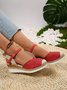 Farbblock Ausgehöhlt Espadrille Knöchel Gurt Keil Schuhe