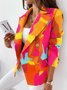 Reverskragen Lässig Geometrisch Blazer