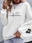 liebes Herz Langarm Rundhals Lässig Sweatshirt