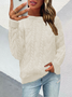 Weit Unifarben Lässig Pullover