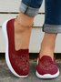 Geblümt Stickerei Atmungsaktiv Flyknit Slip On Sneakers