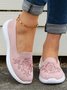 Geblümt Stickerei Atmungsaktiv Flyknit Slip On Sneakers