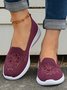 Geblümt Stickerei Atmungsaktiv Flyknit Slip On Sneakers