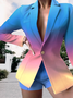 Retro Regelmäßige Passform Unifarben Blazer