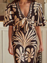Urlaub Blumenmuster V-Ausschnitt Kleid