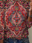 Lässig Ethnisch Print T-Shirt Langarmshirt Blumenmuster
