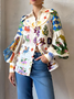 Pop Kunst Print Hemdkragen Lässig Bluse