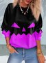 Rundhals Weit Halloween Lässig Sweatshirt