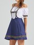 Regelmäßige Passform Farbblock Deutschland Kleid mit Nein