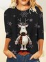 Weihnachten Lässig Rundhals T-Shirt