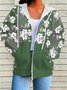 Print Damen Reißverschluss Kapuze Lässig Sweatshirt