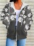 Print Damen Reißverschluss Kapuze Lässig Sweatshirt