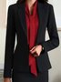 Langarm Reverskragen Unifarben Schnalle Lässig Blazer