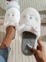 Kartoon Katze Design Stickerei Slip-On Flauschig Zuhause Pantoletten