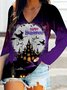 Halloween V-Ausschnitt Weit Lässig T-Shirt