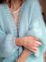 Unifarben Garn/Wollgarn Weit Lässig Strickjacke