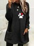 Rundhals Fluff/Granular-Fleece-Stoff Lässig Sweatshirt