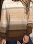 Weit Rundhals Farbblock Lässig Sweatshirt