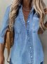 Abstrakt Denim Hemdkragen Lässig Bluse