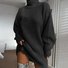 Spitze Weit Rollkragen Lässig Strickkleid Mit Nein