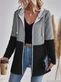 Unifarben Tasche Patchwork Lässig Weit Womens' Tunnelzug Mit Kapuze Jacke