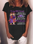 Damen Lustig alt Freund LÄCHELN A Menge Mehr Grafik Print Textbriefe Rundhals Baumwollmischung Lässig T-Shirt
