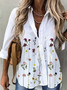 Abstrakt Denim Hemdkragen Lässig Bluse