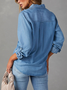 Abstrakt Denim Hemdkragen Lässig Bluse