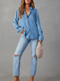 Abstrakt Denim Hemdkragen Lässig Bluse