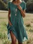 Weit Lässig Polka Dots Rundhals Kleid