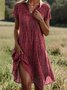 Damen Kurzarm Sommer Polka Dots Maxikleid Hemdkragen V-Ausschnitt Ausgehen Lässig A-Linien Midikleid Grün blau Rot