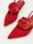 Elegant Rosa Satin Kätzchen Stöckel Slingback Pumps