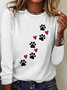 Herz Hund V-Ausschnitt Textbriefe Einfach Langarm Bluse