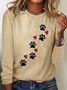 Herz Hund V-Ausschnitt Textbriefe Einfach Langarm Bluse