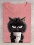 Weit Rundhals Katze Lässig T-Shirt