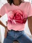 Jersey Lässig Geblümt Weit T-Shirt