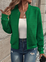 Jacquard Lässig Unifarben Jacke