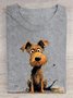 Hund Lässig Baumwolle Weit T-Shirt