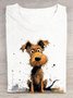 Hund Lässig Baumwolle Weit T-Shirt